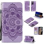 For Huawei Honor X10 Mandala Embossing Pattern Horizontal Flip Leather Case with Holder & Card Slots & Wallet & Photo Frame & Lanyard(Purple)