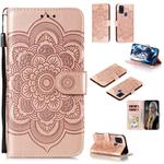 For Samsung Galaxy A21s Mandala Embossing Pattern Horizontal Flip Leather Case with Holder & Card Slots & Wallet & Photo Frame & Lanyard(Rose Gold)