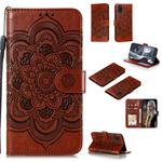For Samsung Galaxy A31 Mandala Embossing Pattern Horizontal Flip Leather Case with Holder & Card Slots & Wallet & Photo Frame & Lanyard(Brown)