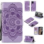 For Xiaomi Mi 10 Lite 5G Mandala Embossing Pattern Horizontal Flip Leather Case with Holder & Card Slots & Wallet & Photo Frame & Lanyard(Purple)