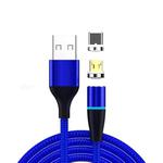 2 in 1 3A USB to Micro USB + USB-C / Type-C Fast Charging + 480Mbps Data Transmission Mobile Phone Magnetic Suction Fast Charging Data Cable, Cable Length: 2m(Blue)