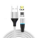 2 in 1 3A USB to Micro USB + USB-C / Type-C Fast Charging + 480Mbps Data Transmission Mobile Phone Magnetic Suction Fast Charging Data Cable, Cable Length: 2m(Silver)
