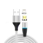 2 in 1 3A USB to 8 Pin + Micro USB Fast Charging + 480Mbps Data Transmission Mobile Phone Magnetic Suction Fast Charging Data Cable, Cable Length: 2m(Silver)