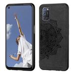 For OPPO A92 & A72 & A52 Embossed Mandala Pattern PC + TPU + Fabric Phone Case with Lanyard & Magnetic Function(Black)