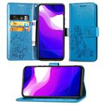 For Xiaomi Mi 10 Lite 5G Lucky Clover Pressed Flowers Pattern Leather Case with Holder & Card Slots & Wallet & Hand Strap(Blue)