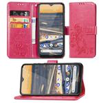 For Nokia 5.3 Lucky Clover Pressed Flowers Pattern Leather Case with Holder & Card Slots & Wallet & Hand Strap(Rose)