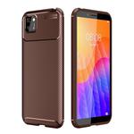 For Huawei Y5P Carbon Fiber Texture Shockproof TPU Case(Brown)