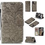 For Motorola Moto G8 Power Lite Lace Flower Embossing Pattern Horizontal Flip Leather Case , with Holder & Card Slots & Wallet & Photo Frame & Lanyard(Grey)