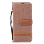 Color Matching Denim Texture Leather Case for Galaxy A8 / A530, with Holder & Card Slots & Wallet & Lanyard(Brown)