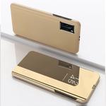 For Huawei Y6P/Honor 9A Plated Mirror Horizontal Flip Leather Case with Holder(Gold)