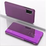 For Huawei Y6P/Honor 9A Plated Mirror Horizontal Flip Leather Case with Holder(Purple)