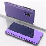 For Xiaomi Redmi Note9/Red 10X 5G Plated Mirror Horizontal Flip Leather Case with Holder(Purple Blue)