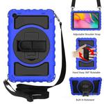 For Samsung Galaxy Tab A 10.1 2019 (T510 / T515) 360 Degree Rotation PC + Silicone Shockproof Combination Case with Holder & Hand Grip Strap & Neck Strap(Blue)