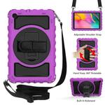 For Samsung Galaxy Tab A 10.1 2019 (T510 / T515) 360 Degree Rotation PC + Silicone Shockproof Combination Case with Holder & Hand Grip Strap & Neck Strap(Purple)