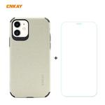 For iPhone 11 ENKAY ENK-PC0312 2 in 1 Business Series Denim Texture PU Leather + TPU Soft Slim Case Cover ＆ 0.26mm 9H 2.5D Tempered Glass Film(Beige)