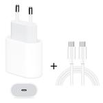 2 in 1 Single USB-C / Type-C Port Travel Charger + 3A PD 3.0 USB-C / Type-C to USB-C / Type-C Fast Charge Data Cable Set, Cable Length: 2m(EU Plug)