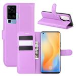 For vivo X50 Pro Litchi Texture Horizontal Flip Protective Case with Holder & Card Slots & Wallet(Purple)