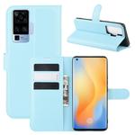 For vivo X50 Pro Litchi Texture Horizontal Flip Protective Case with Holder & Card Slots & Wallet(Blue)