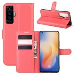 For vivo X50 Litchi Texture Horizontal Flip Protective Case with Holder & Card Slots & Wallet(Red)