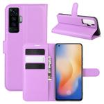 For vivo X50 Litchi Texture Horizontal Flip Protective Case with Holder & Card Slots & Wallet(Purple)