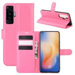 For vivo X50 Litchi Texture Horizontal Flip Protective Case with Holder & Card Slots & Wallet(Rose red)