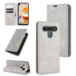 For LG K61 Retro-skin Business Magnetic Suction Leather Case with Holder & Card Slots & Wallet(Grey)