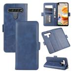 For LG K61 Dual-side Magnetic Buckle Horizontal Flip Leather Case with Holder & Card Slots & Wallet(Dark Blue)