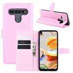 For LG K61 Litchi Texture Horizontal Flip Protective Case with Holder & Card Slots & Wallet(Pink)