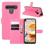 For LG K61 Litchi Texture Horizontal Flip Protective Case with Holder & Card Slots & Wallet(Rose red)