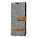 Color Matching Denim Texture Leather Case for Galaxy A20 / A30, with Holder & Card Slots & Wallet & Lanyard(Gray)