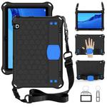 For Huawei MediaPad T5 10.1 Honeycomb Design EVA + PC Material Four Corner Anti Falling Flat Protective Shell With Strap(Black+Blue)