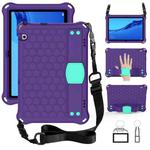 For Huawei MediaPad T5 10.1 Honeycomb Design EVA + PC Material Four Corner Anti Falling Flat Protective Shell With Strap(Purple+Aqua)