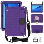 For Huawei MediaPad T5 10.1 Honeycomb Design EVA + PC Material Four Corner Anti Falling Flat Protective Shell With Strap(Purple+Black)