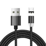 USB to Micro USB Magnetic Metal Connector Nylon Two-color Braided Magnetic Data Cable, Cable Length: 1m(Black)