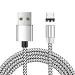 USB to Micro USB Magnetic Metal Connector Nylon Two-color Braided Magnetic Data Cable, Cable Length: 1m(Silver)