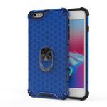 For iPhone 6 & 6S Shockproof Honeycomb PC + TPU Ring Holder Protection Case(Blue)