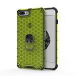 For iPhone 8 Plus / 7 Plus Shockproof Honeycomb PC + TPU Ring Holder Protection Case(Green)