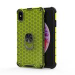 For iPhone XS MAX Shockproof Honeycomb PC + TPU Ring Holder Protection Case(Green)