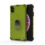 For iPhone X / XS Shockproof Honeycomb PC + TPU Ring Holder Protection Case(Green)