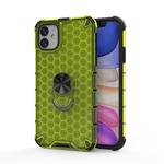 For iPhone 11 Pro Max  Shockproof Honeycomb PC + TPU Ring Holder Protection Case(Green)
