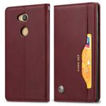 Knead Skin Texture Horizontal Flip Leather Case for Sony Xperia L2, with Photo Frame & Holder & Card Slots & Wallet(Wine Red)