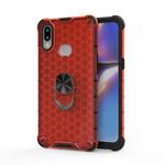 For Samsung Galaxy A10 Shockproof Honeycomb PC + TPU Ring Holder Protection Case(Red)