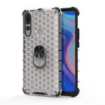 For Huawei Y9 Prime Shockproof Honeycomb PC + TPU Ring Holder Protection Case(White)
