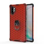 For Samsung Galaxy Note 10 + Shockproof Honeycomb PC + TPU Ring Holder Protection Case(Red)