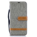 Color Matching Denim Texture Leather Case for  Galaxy  A50, with Holder & Card Slots & Wallet & Lanyard(Gray)