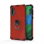 For Huawei NOVA 5T Pro Shockproof Honeycomb PC + TPU Ring Holder Protection Case(Red)
