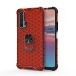 For Huawei Honor 20 Pro Shockproof Honeycomb PC + TPU Ring Holder Protection Case(Red)