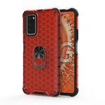 For Huawei Honor V30 / V30 Pro Shockproof Honeycomb PC + TPU Ring Holder Protection Case(Red)