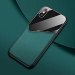For iPhone XS Max All-inclusive Leather + Organic Glass Phone Case With Metal Iron Sheet(Green)