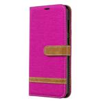 Color Matching Denim Texture Leather Case for Galaxy  A70, with Holder & Card Slots & Wallet & Lanyard(Rose red)